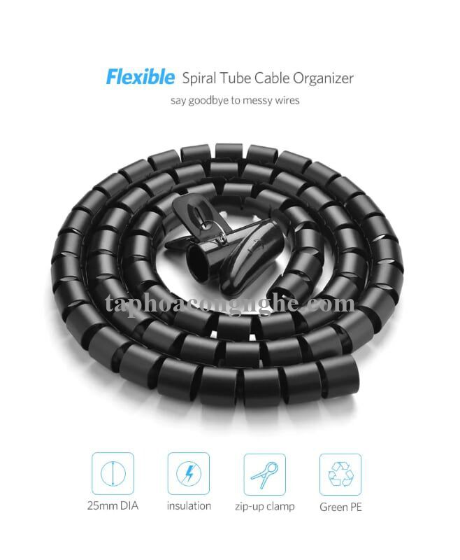 Ugreen 30819 3M màu Đen Dây ống xoắn PE bảo vệ cáp cao cấp LP121 30030819